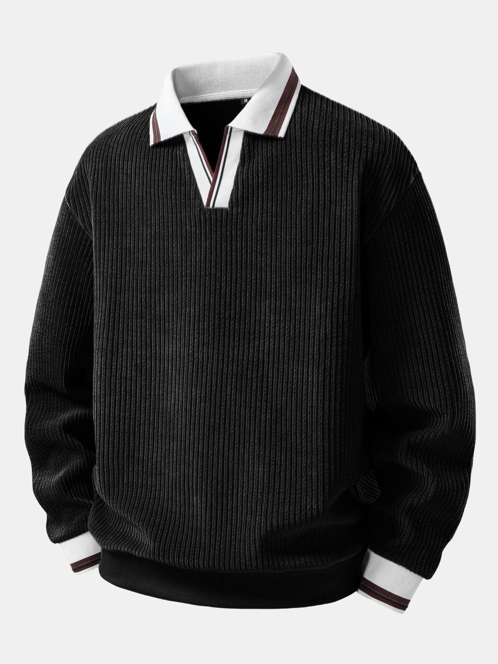 Johnny Collar Sweatshirt with Contrast Trim