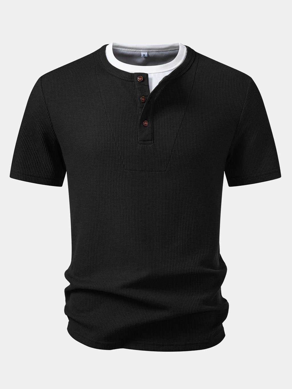 Dual-Function Waffle Henley Top
