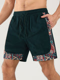 Geometric Jacquard Patchwork Corduroy Shorts with Ethnic Flair