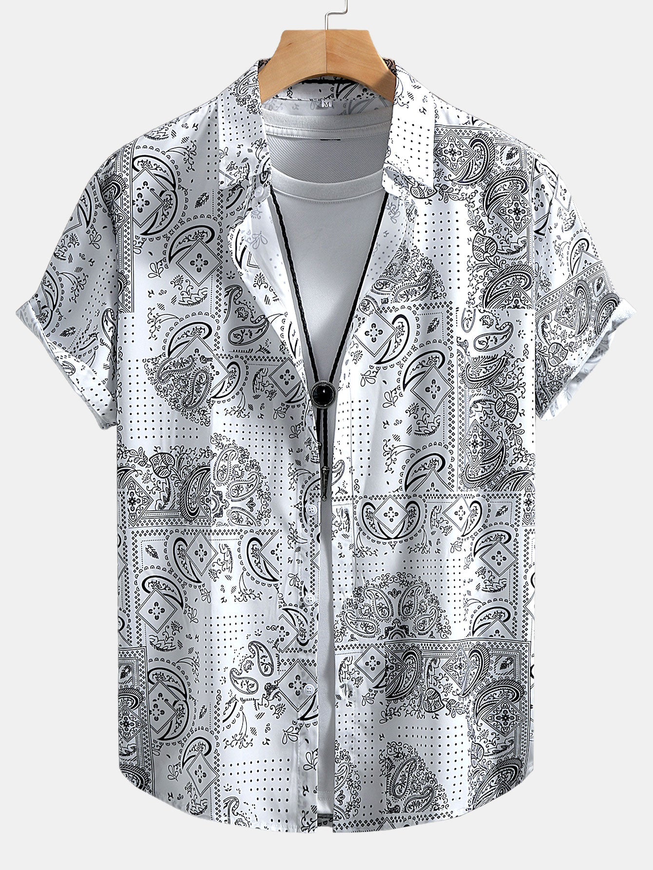 Paisley Print Button-Up Shirt with Matching Swim Shorts