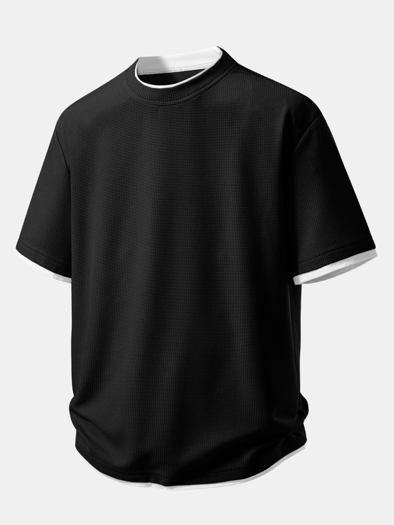 Comfortable 2-in-1 Waffle Knit Crew Neck T-Shirt