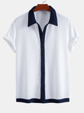 Two-Tone Ribbed Button-Up Shirt