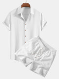 Crinkled Texture Shirt & 5" Drawstring Shorts with Crinkle Texture