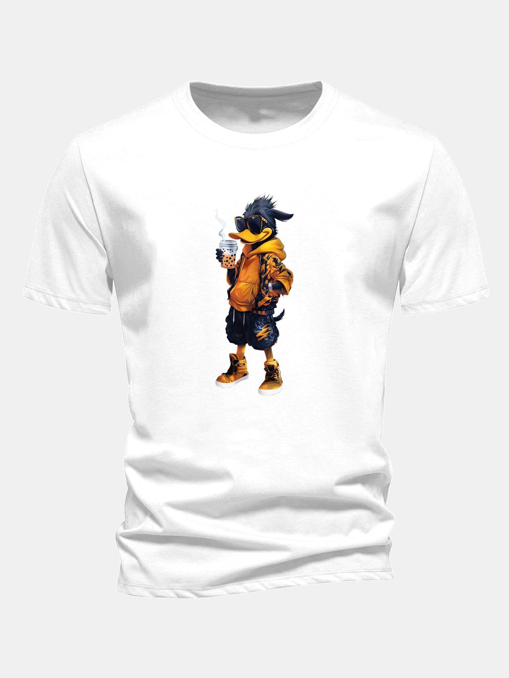 Classic Fit Cotton T-Shirt with Carton Duck Print