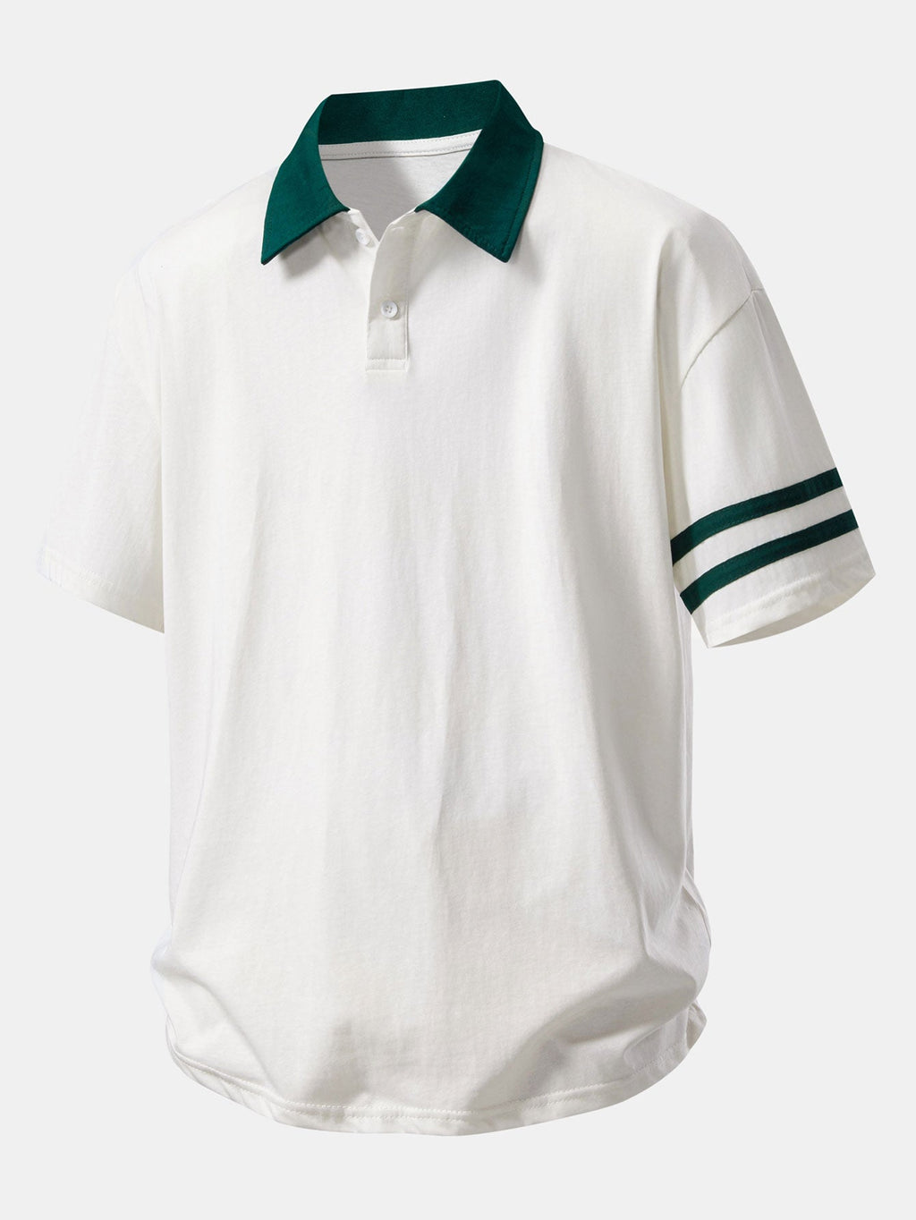 Relaxed Fit Polo Shirt with Contrast Collar & 7" Cotton Drawstring Shorts