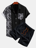 Paisley Patchwork Button-Up Shirt with Matching Swim Shorts