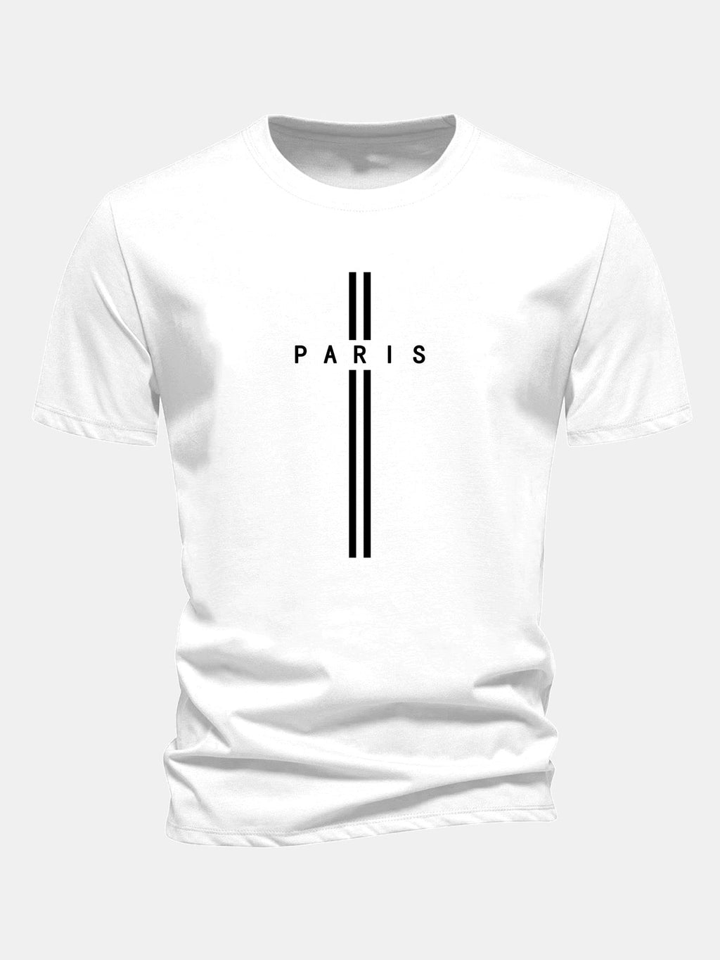 Classic Fit Cotton T-Shirt with Paris Stripe Design