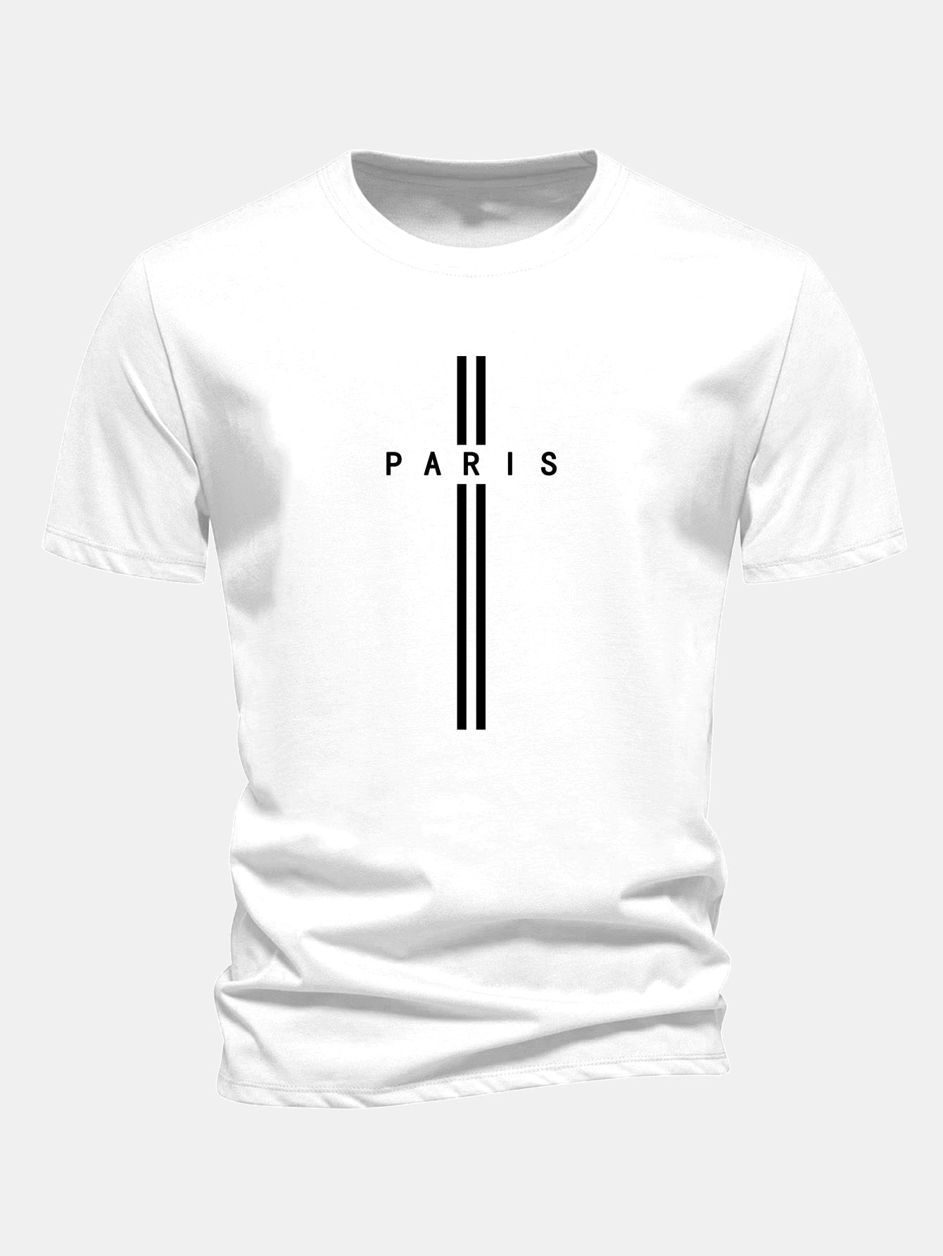 Classic Fit Cotton T-Shirt with Paris Stripe Design