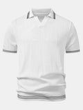 Open Knit Polo with Contrast Johnny Collar