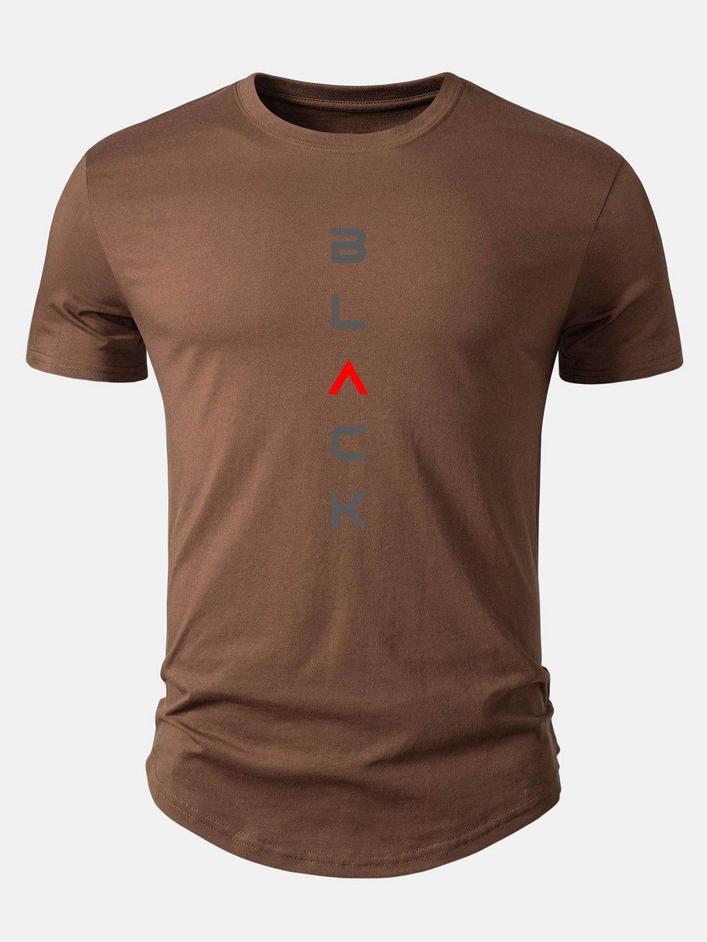 Black Graphic Cotton T-Shirt with Arc Hem