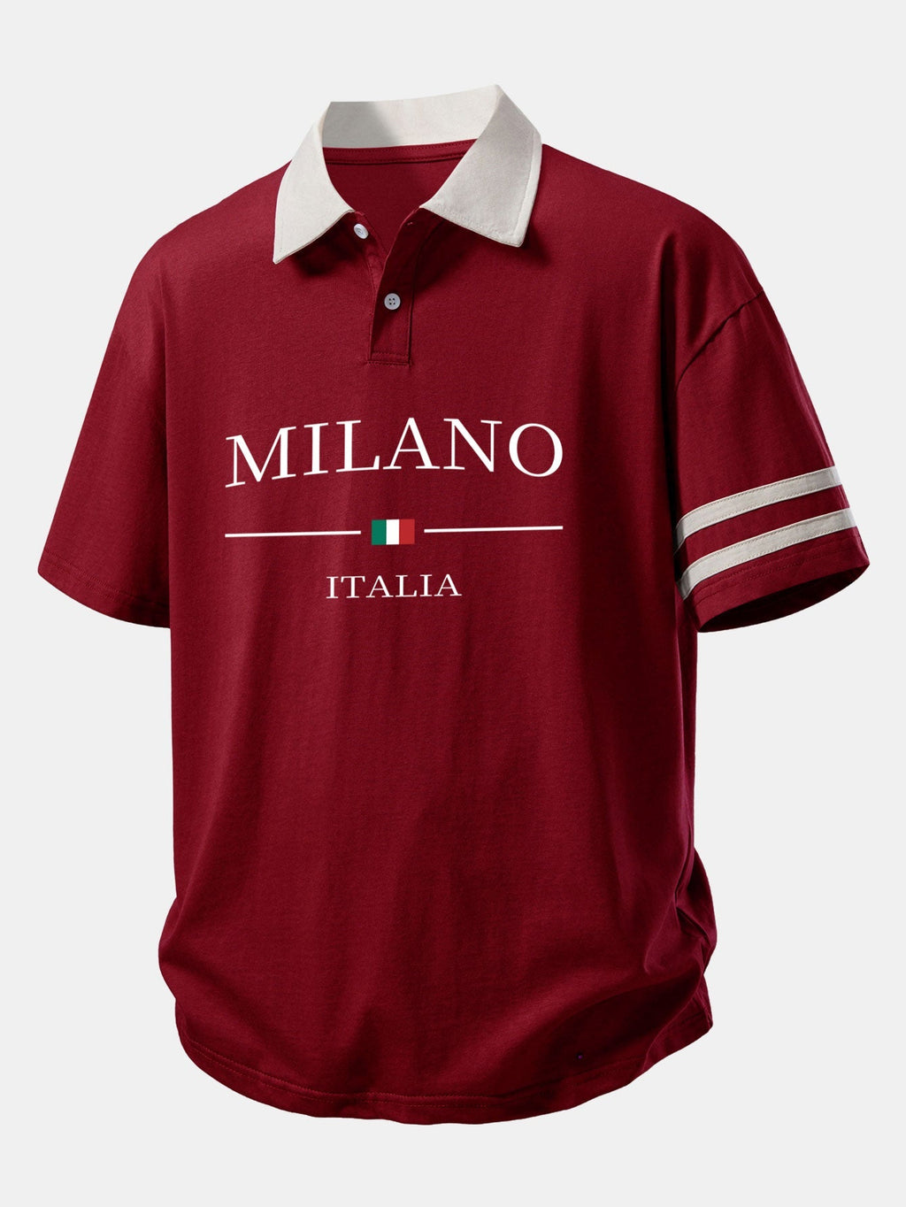Relaxed Fit Milano Print Polo Shirt with Contrast Collar