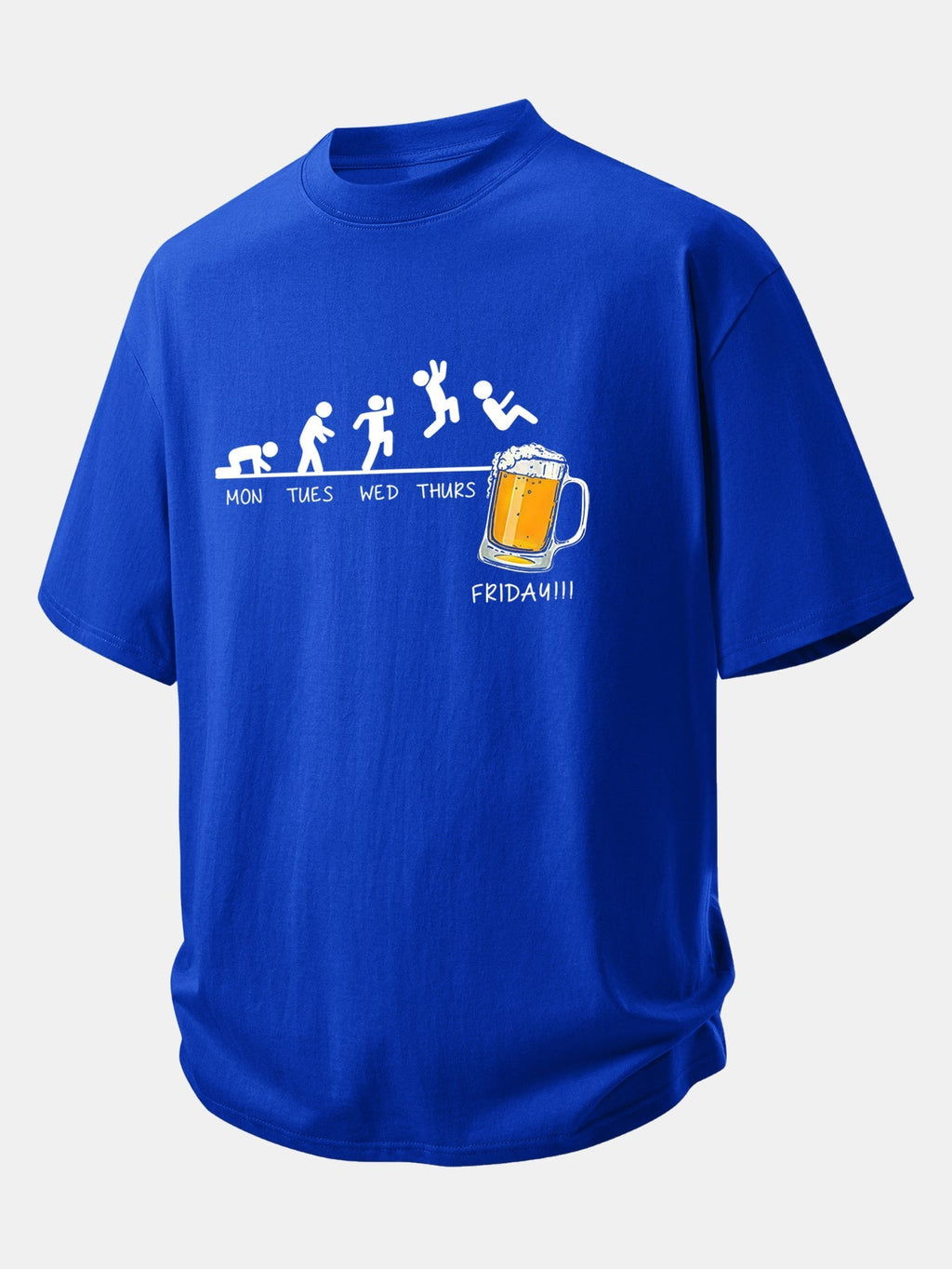 Comfort Fit Cotton T-Shirt with Beer Weekly Plan Print