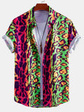 Vibrant Leopard Print Button-Up Shirt