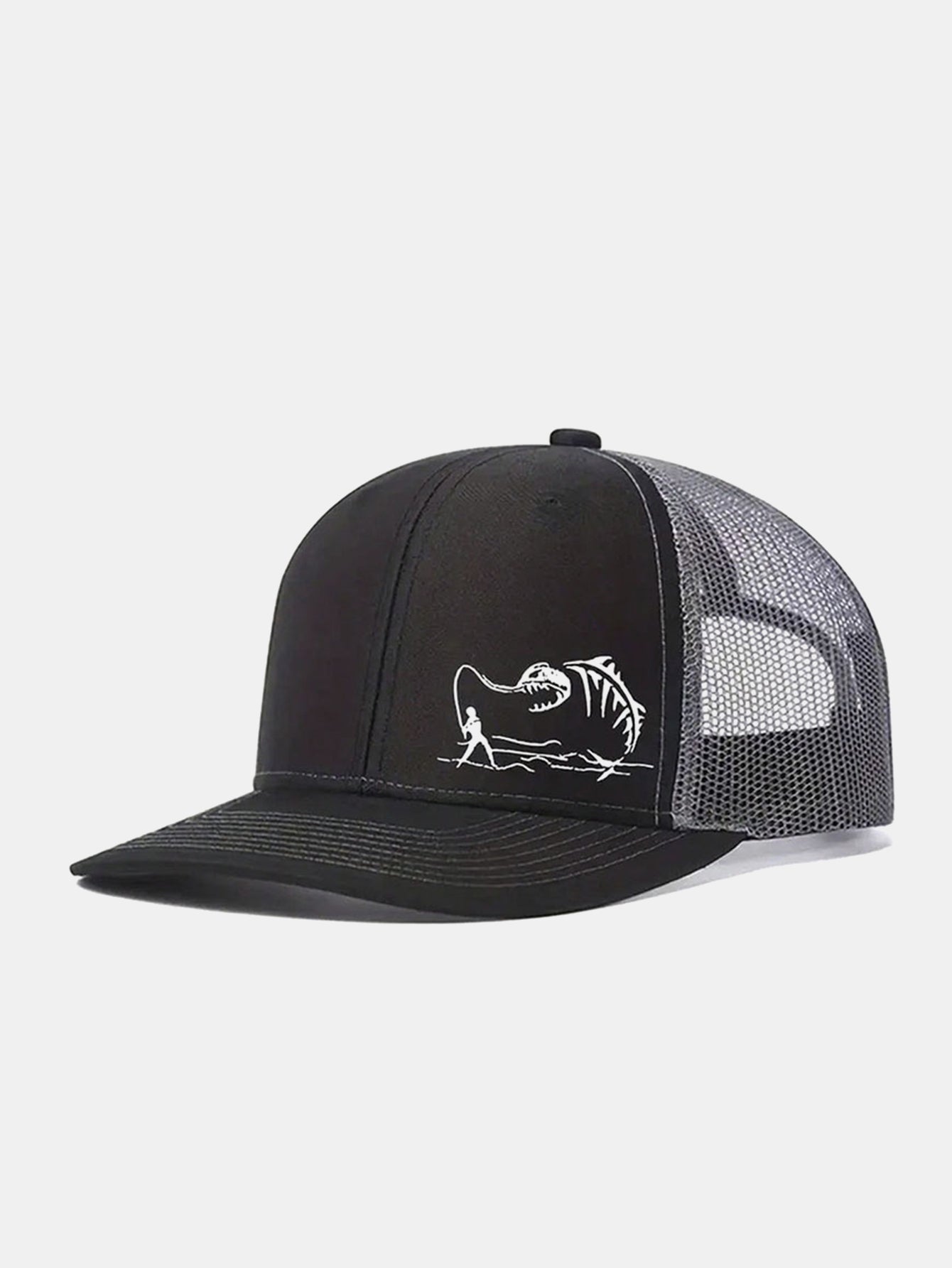 Outdoor-Ready Printed Fishing Mesh Baseball Cap for Camping and Vacations