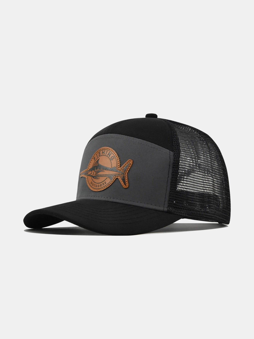 Fish-Inspired Logo Truck Hat with Breathable Mesh Back