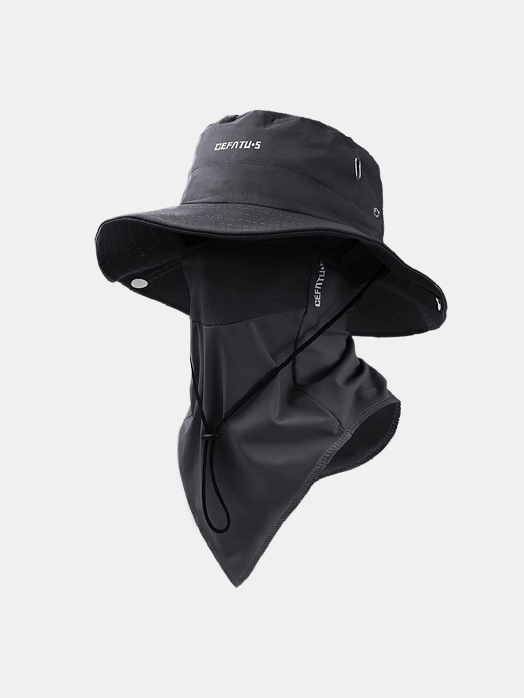 Foldable Wide-Brim Sun Hat with Breathable Mesh Face Mask for Outdoor Use