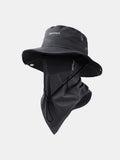 Foldable Wide-Brim Sun Hat with Breathable Mesh Face Mask for Outdoor Use