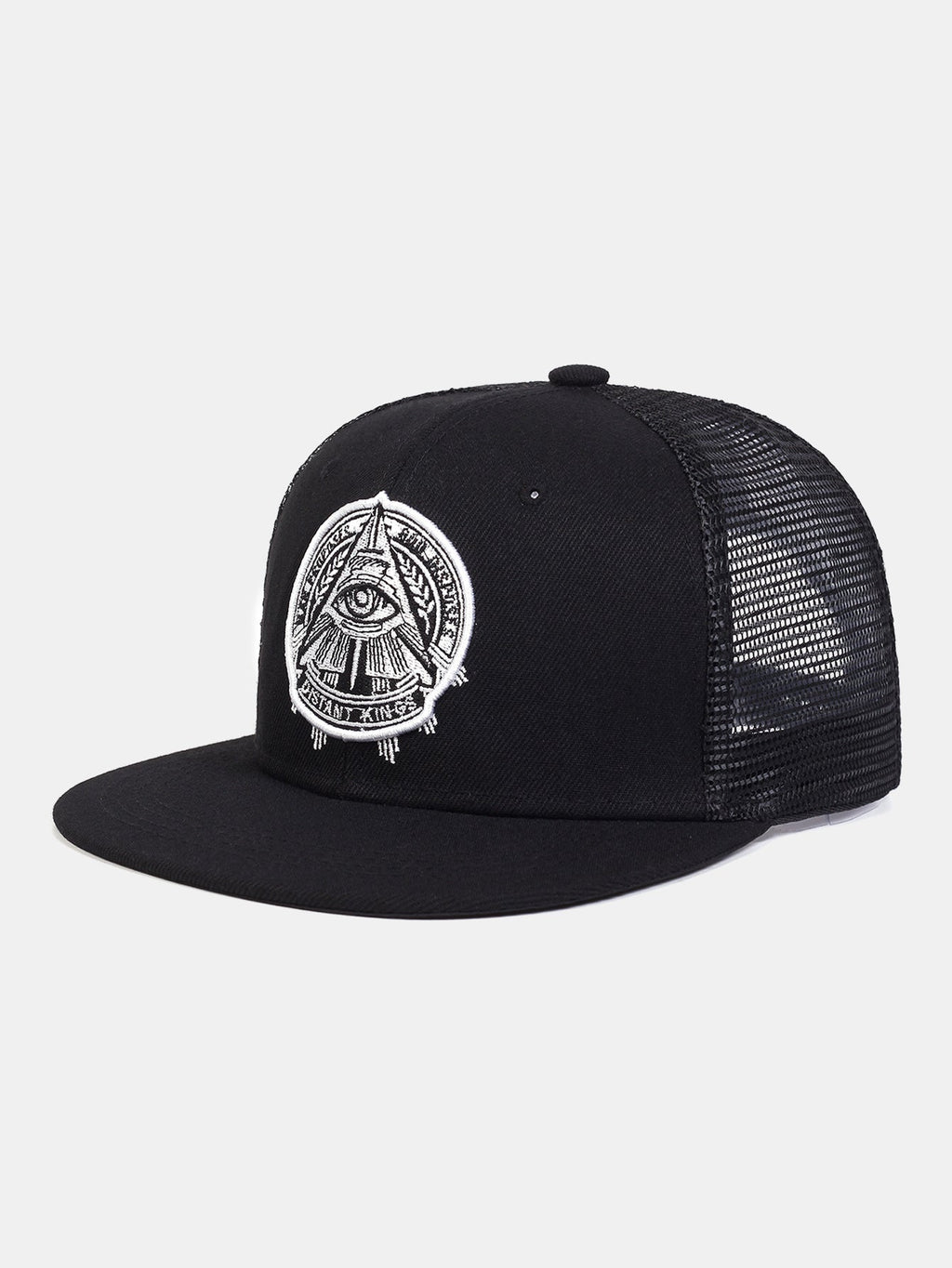 Embroidered Flat-Brim Hat with Eye of God Design