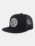 Embroidered Flat-Brim Hat with Eye of God Design