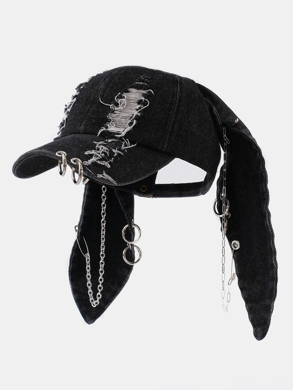Distressed Rabbit Ear Baseball Cap in Punk Street Hip Hop Style
