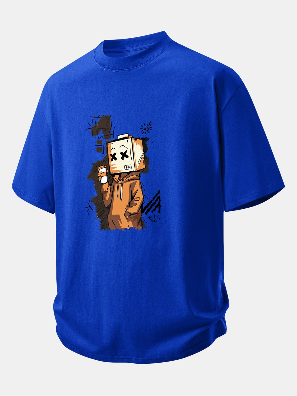 Comfortable Cartoon Box Head Graphic Cotton T-Shirt