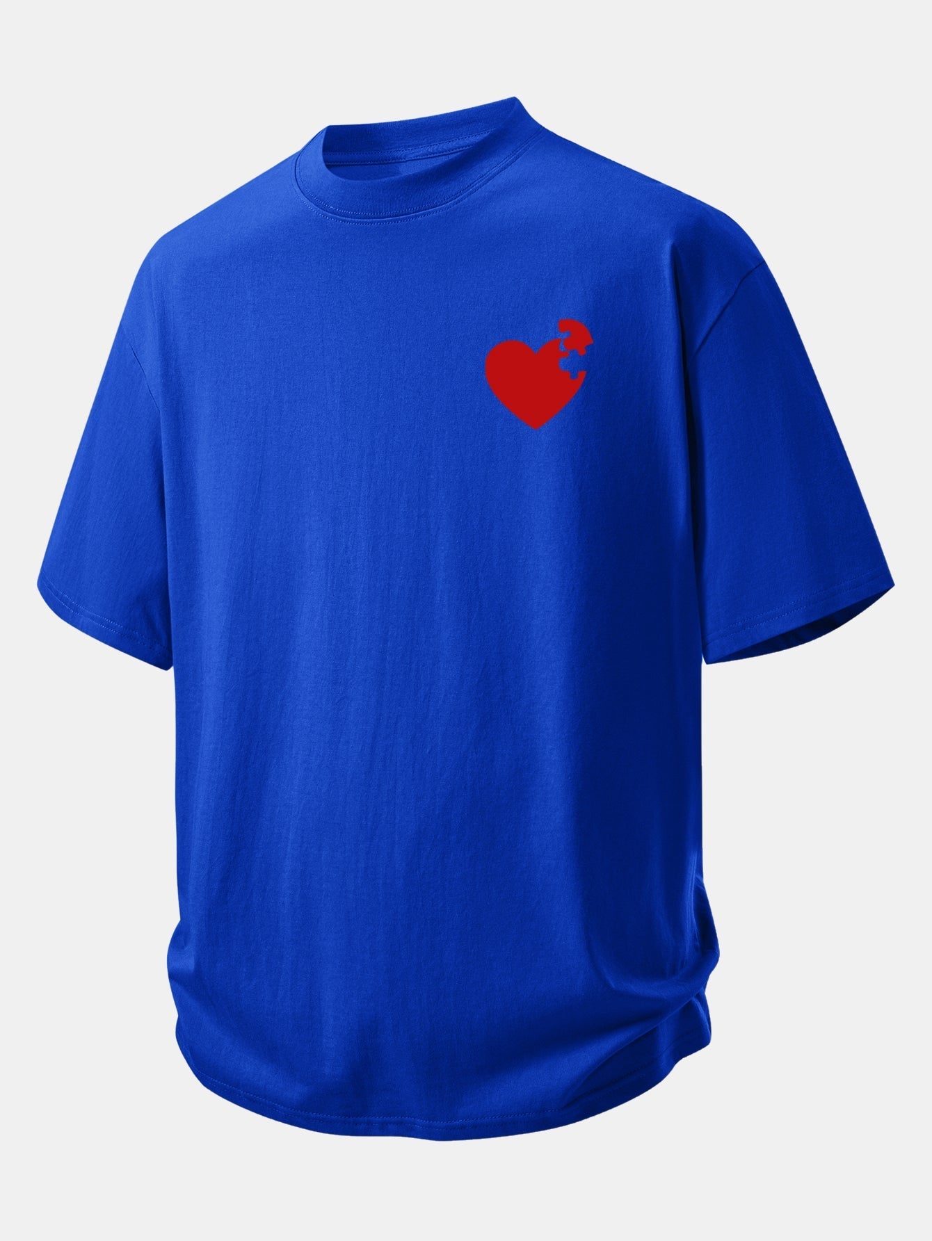 Comfortable Heart Puzzle Print Cotton Tee