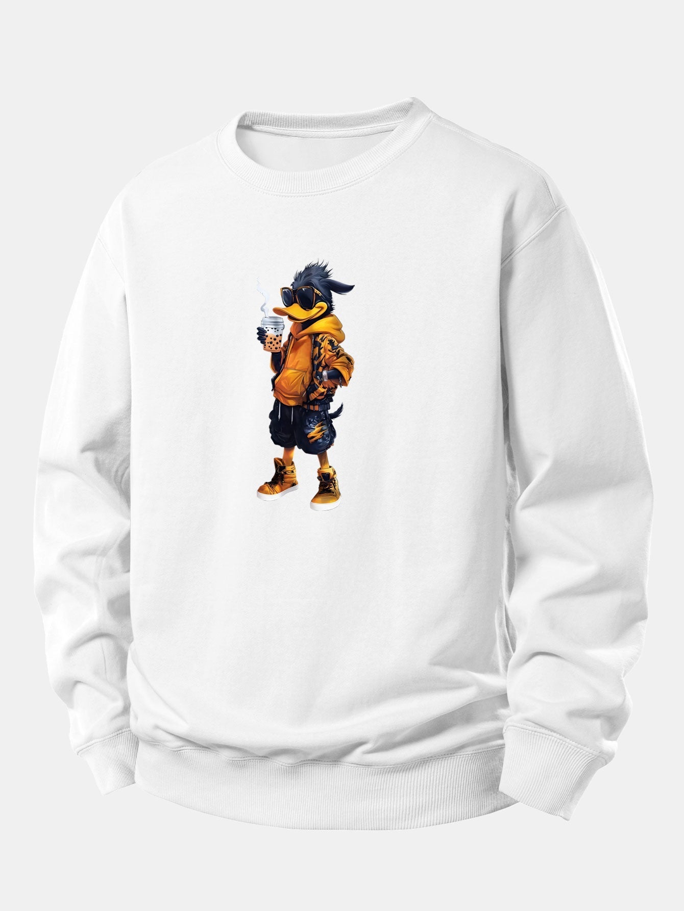 Relaxed Fit Sweatshirt with Cartoon Duck Design
