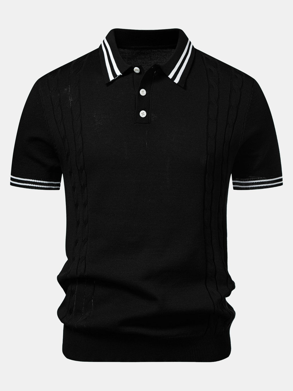 Twisted Jacquard Knit Polo with Contrast Trim