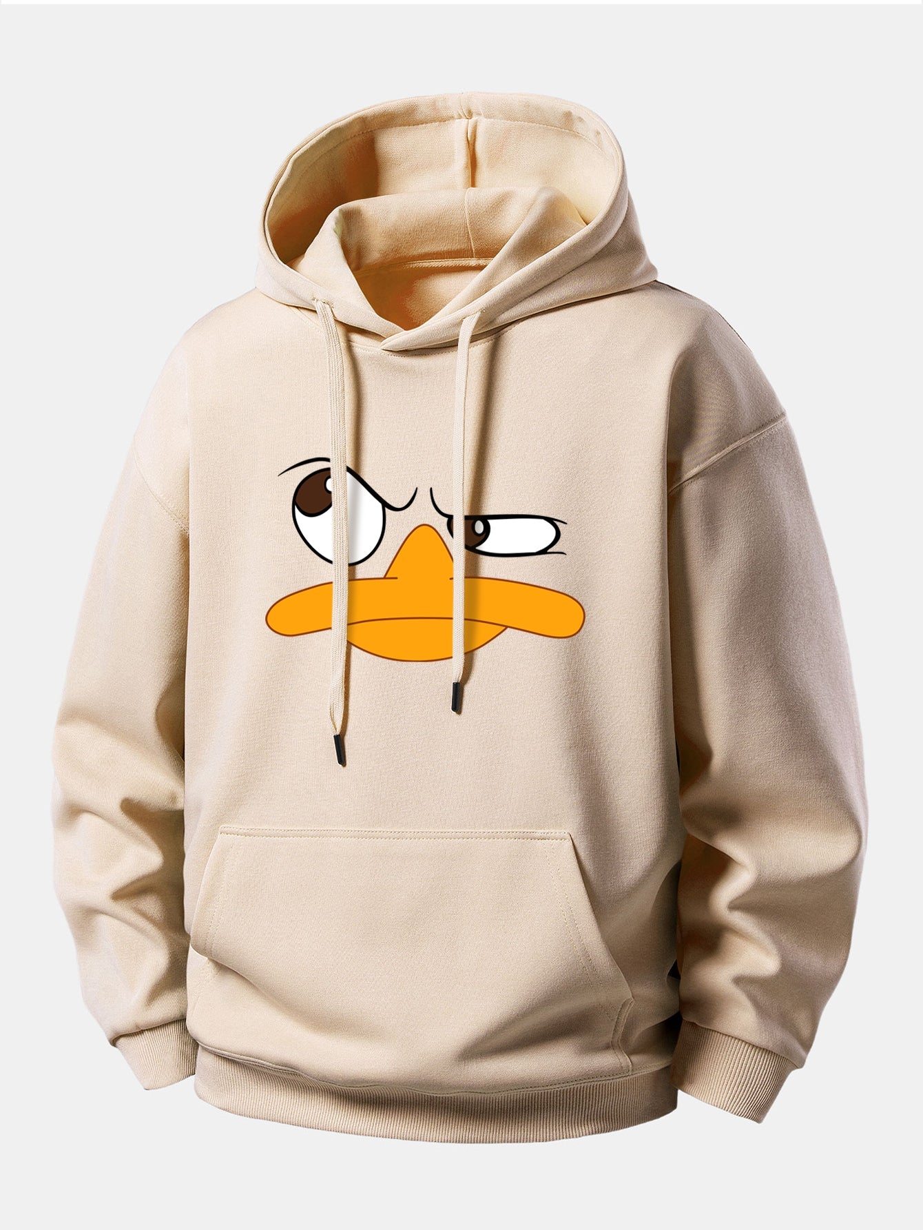 Relaxed Fit Hoodie with Emoji Duck Design