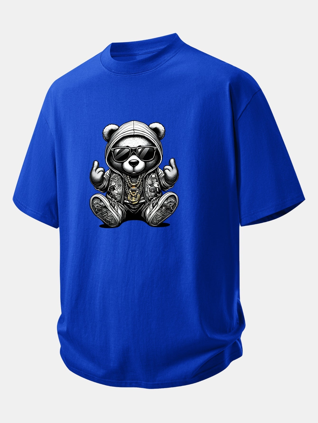 Comfortable Hip Hop Bear Graphic Cotton Tee