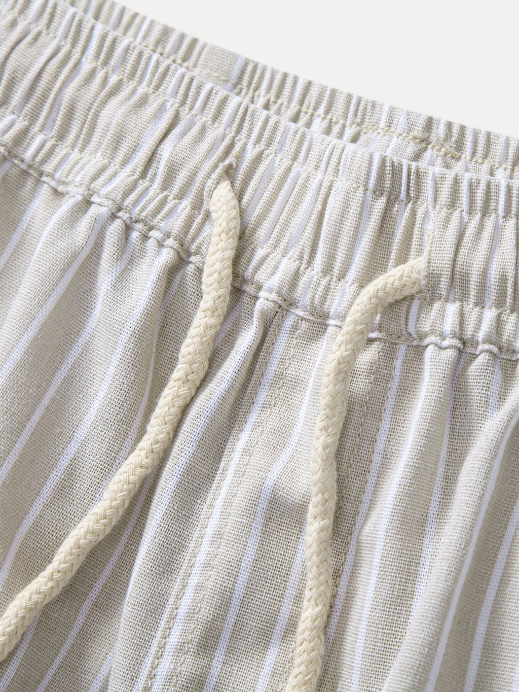 Linen-Rayon Blend Button-Up Shirt with Striped Straight-Leg Linen Pants