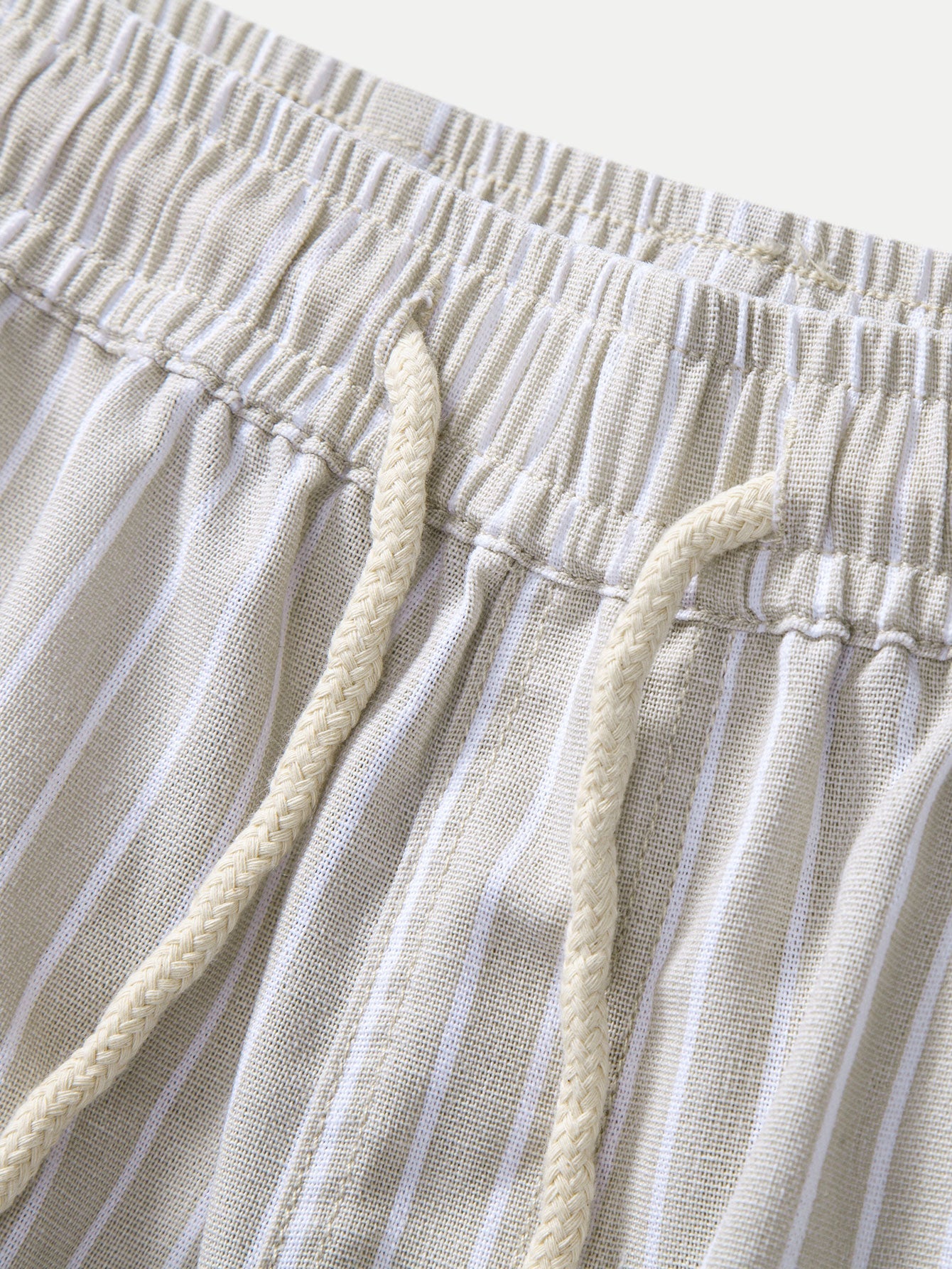 Linen-Rayon Blend Button-Up Shirt with Striped Straight-Leg Linen Pants