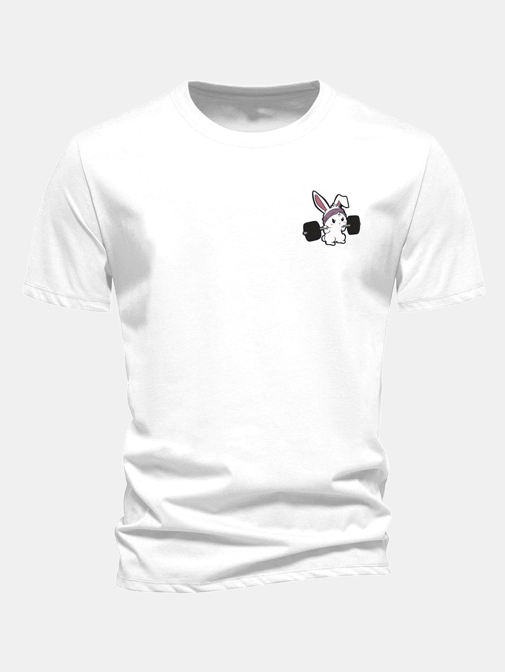 Classic Fit Cotton T-Shirt with Fitness Rabbit Print