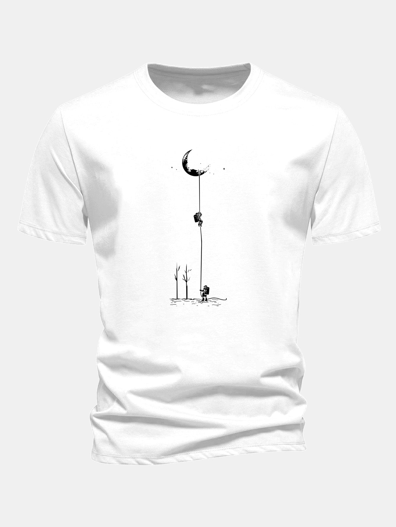 Classic Fit Cotton T-Shirt with Lunar Astronaut Design