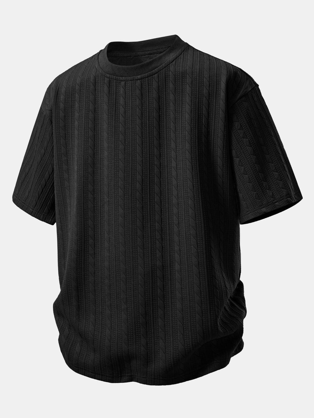Comfortable Twisted Jacquard T-Shirt and Drawstring Shorts Set