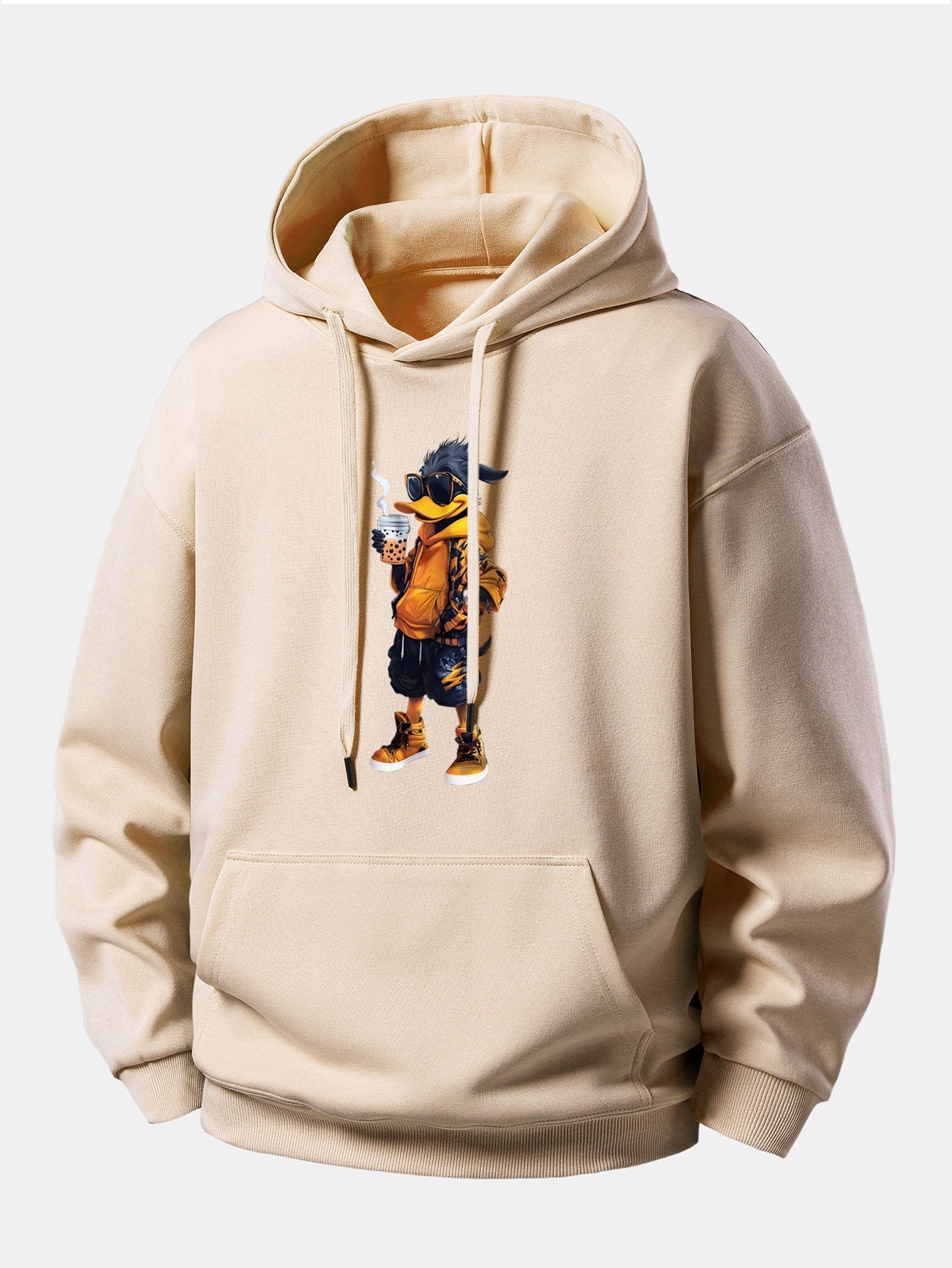 Relaxed Fit Hoodie with Cartoon Duck Design