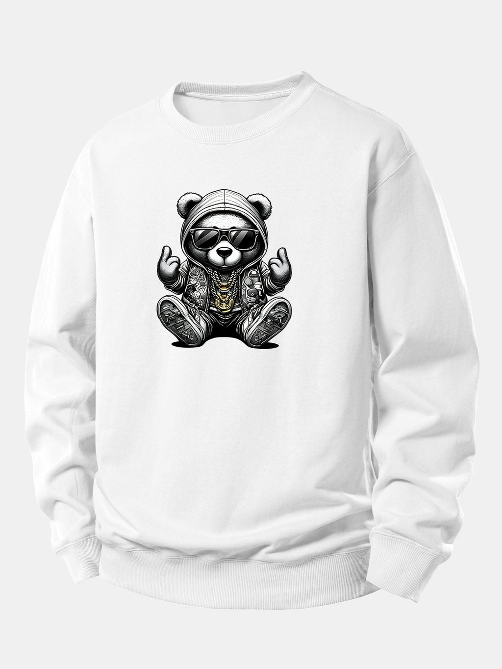 Relaxed Fit Sweatshirt with Hip Hop Bear Design
