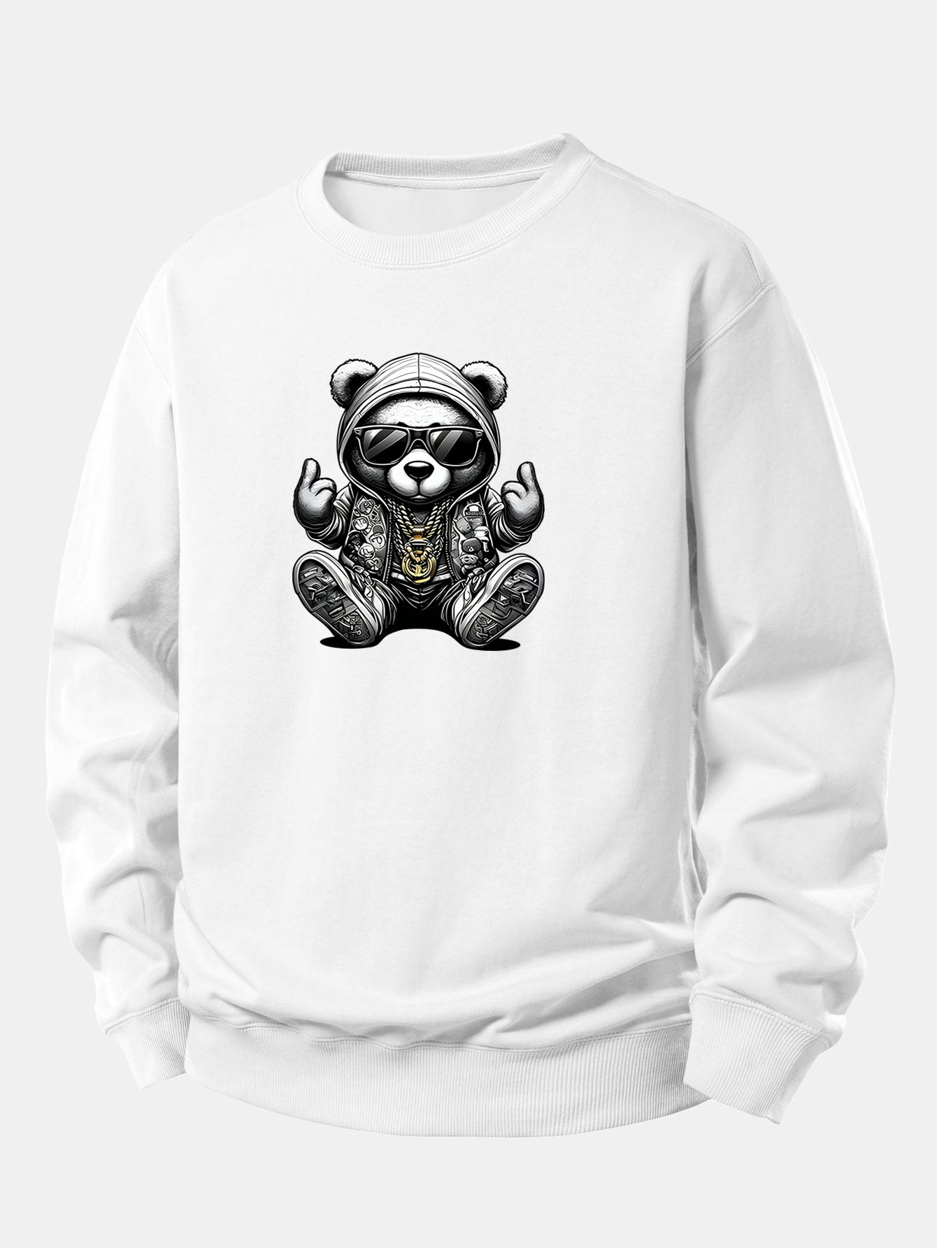 Relaxed Fit Sweatshirt with Hip Hop Bear Design