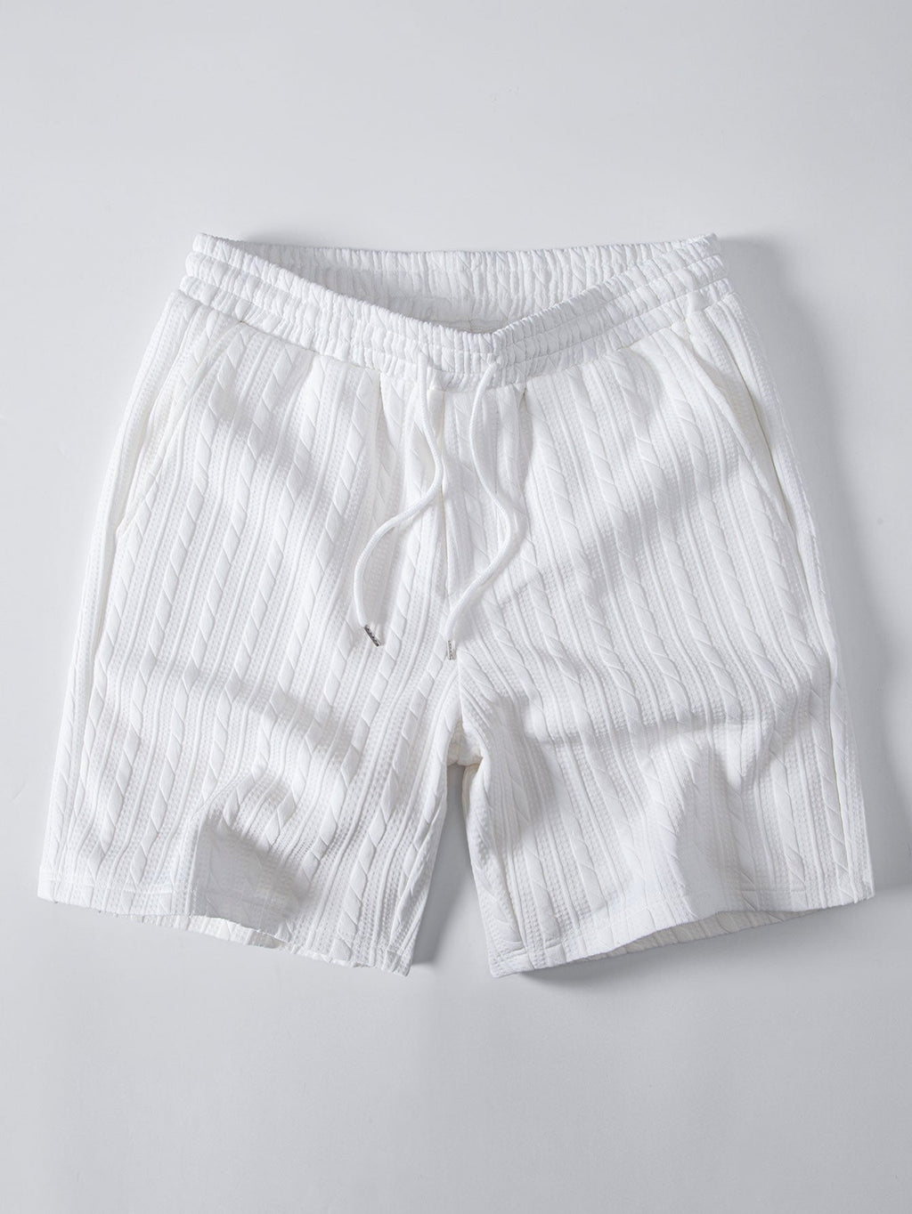 Comfortable Twisted Jacquard T-Shirt and Drawstring Shorts Set