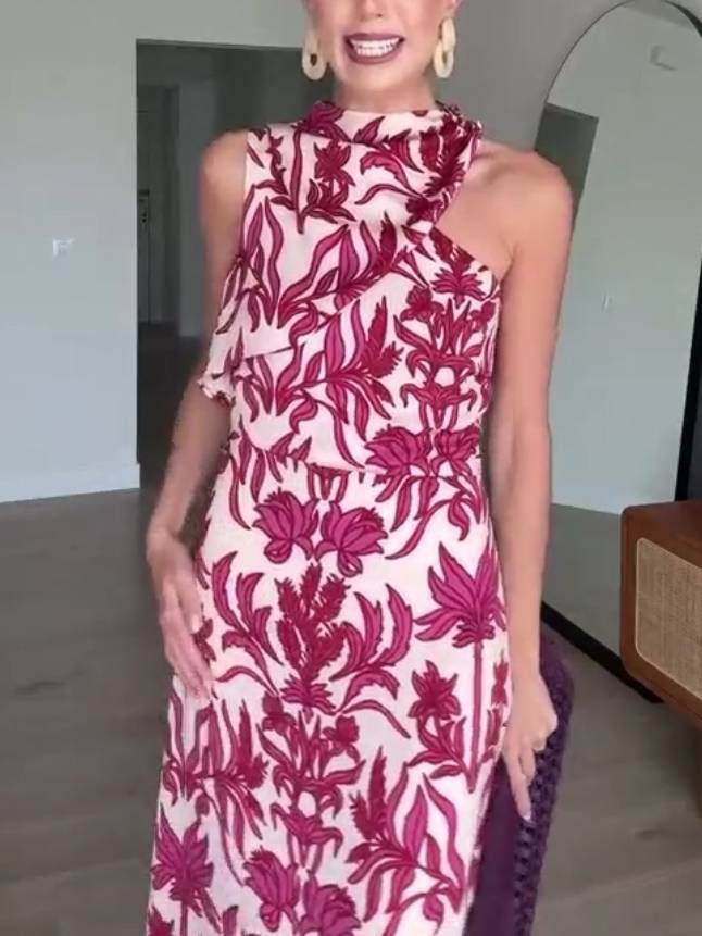 Two-Way Off-Shoulder Print Dress