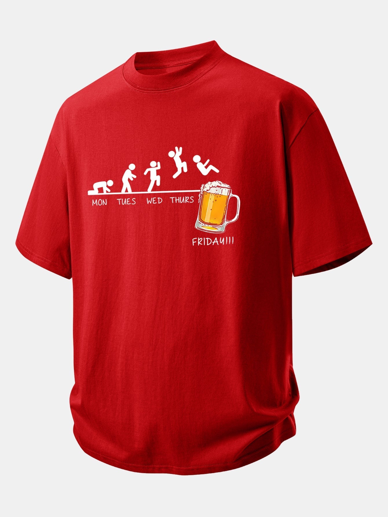 Comfort Fit Cotton T-Shirt with Beer Weekly Plan Print