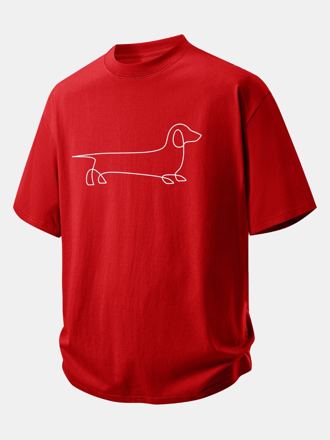 Comfortable Fit Dachshund Print Cotton Tee