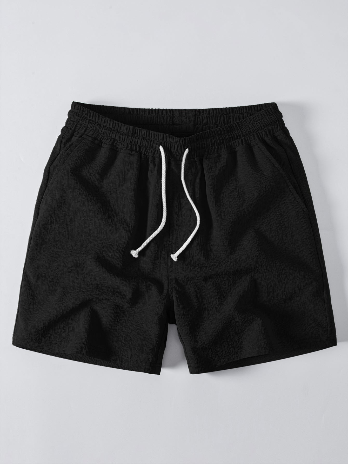 Crinkled Texture Shirt & 5" Drawstring Shorts with Crinkle Texture