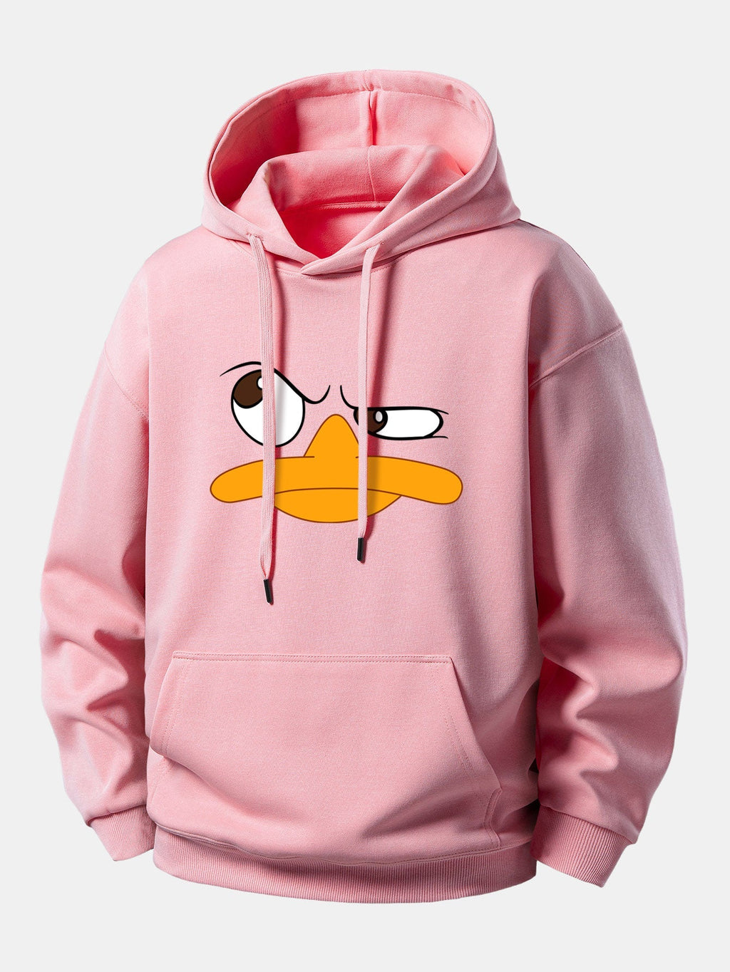Relaxed Fit Hoodie with Emoji Duck Design