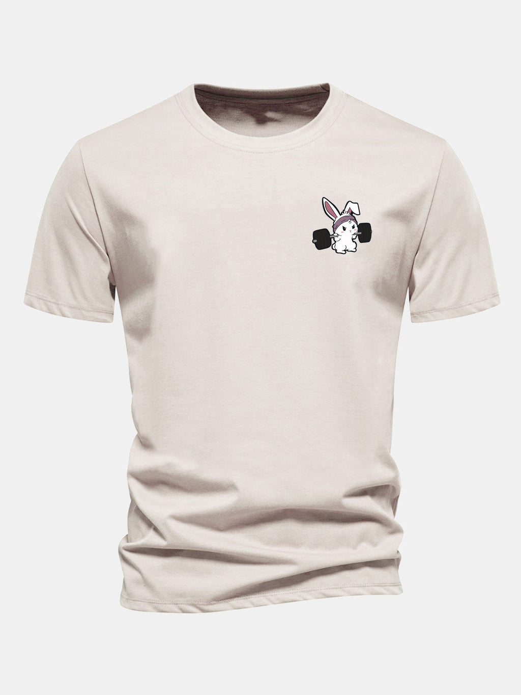 Classic Fit Cotton T-Shirt with Fitness Rabbit Print