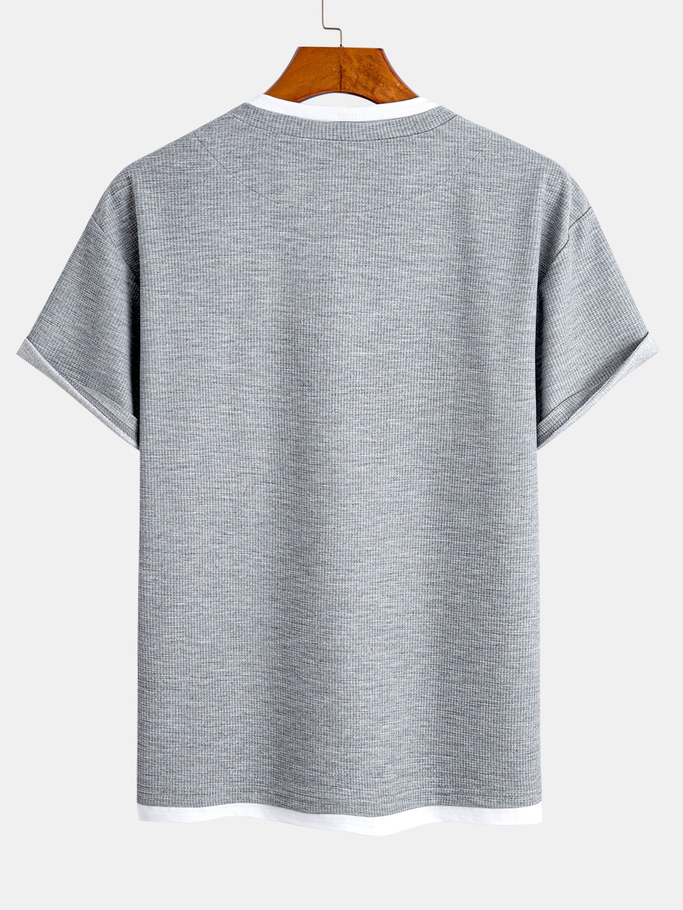 Comfortable 2-in-1 Waffle T-Shirt with Notched Collar
