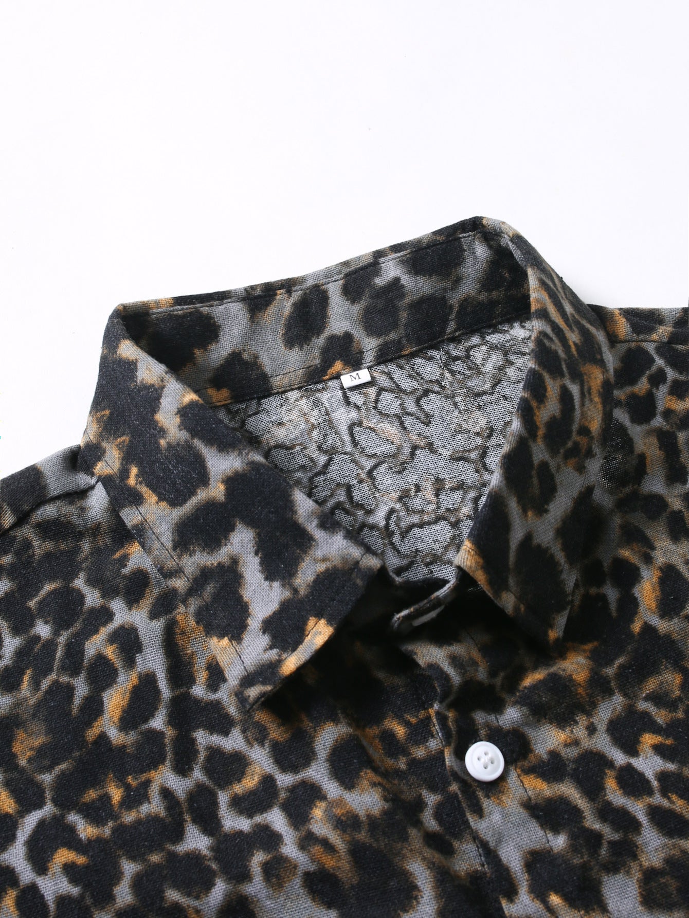 Button-Up Shirt with Leopard Print