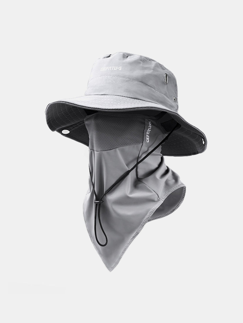 Foldable Wide-Brim Sun Hat with Breathable Mesh Face Mask for Outdoor Use