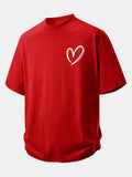 Comfortable Heart Print Cotton Tee