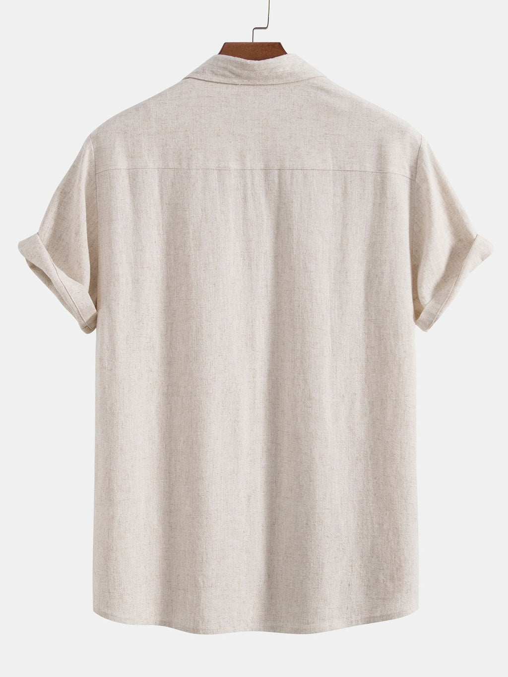 Linen-Rayon Blend Button-Up Shirt with Crinkle Textured 5" Drawstring Shorts